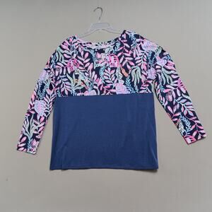Lilly Pulitzer Finn Top Sz XL Oyster Bay Navy You’ve Been Spotted Long Sleeve